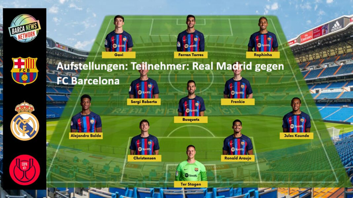 Aufstellungen: Teilnehmer: Real Madrid gegen FC Barcelona
